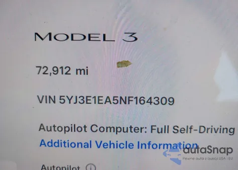 2022 Tesla Model 3 Rear-Wheel Drive из США, поврежденный, VIN 5YJ3E1EA5NF164309
